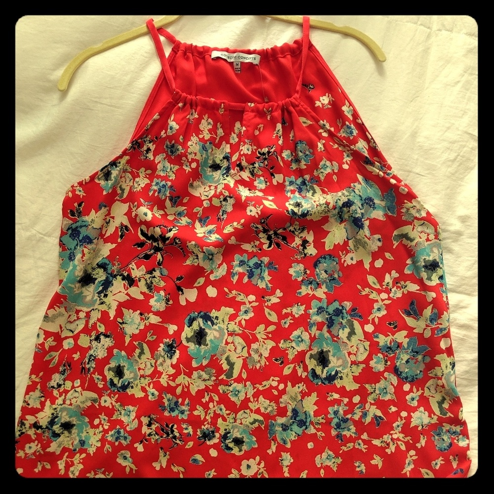 Orange Floral Tank Top